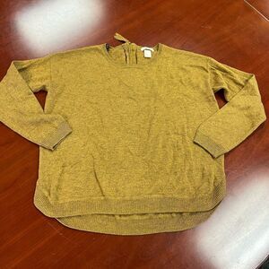 H&M Mustard & Brown Marled Knit Back Zipper Sweater sz S EUC